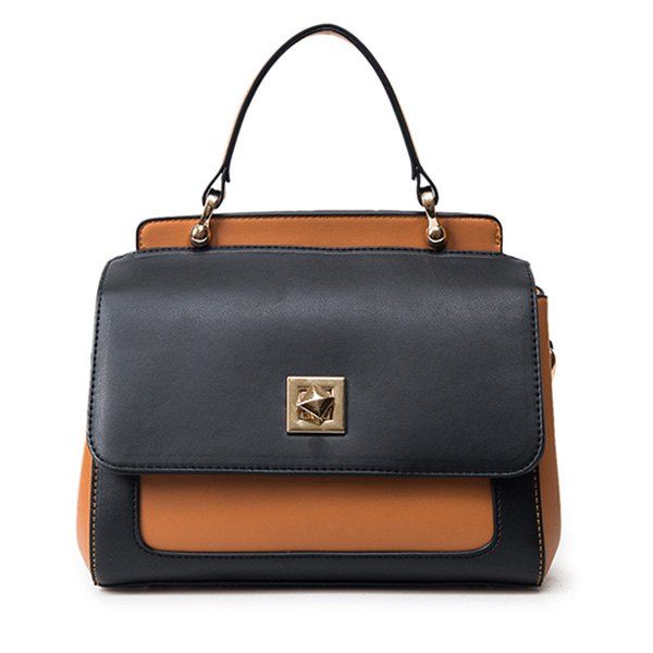 Sac à bandoulière et à serrure de torsion vintage avec blocs de couleurs  