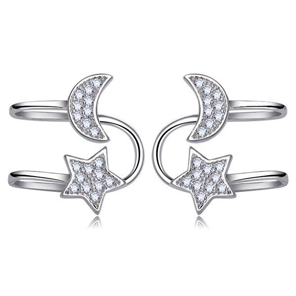 [35 OFF] Star Moon Clip Earrings Without Piercing Rosegal