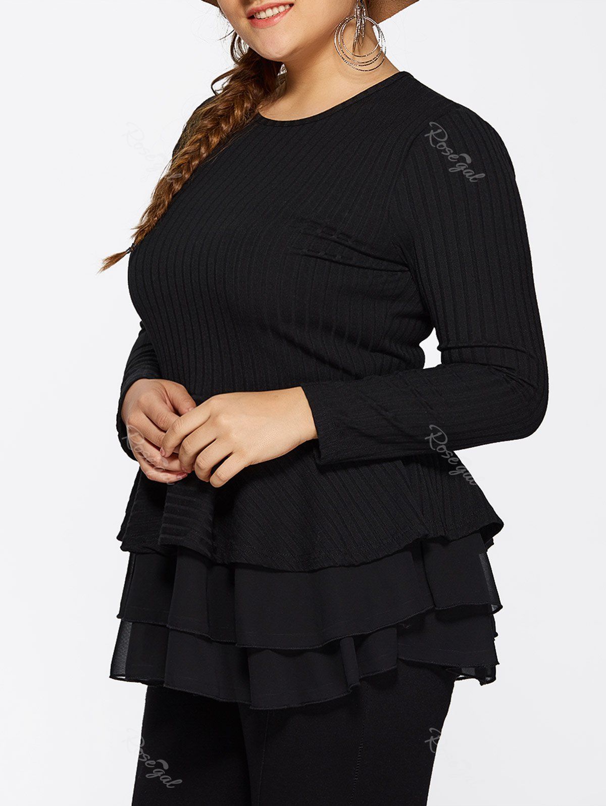 

Skinny Skirted Pullover Sweater, Black