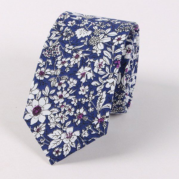 

Floral Shivering Printed Neck Tie, Deep blue