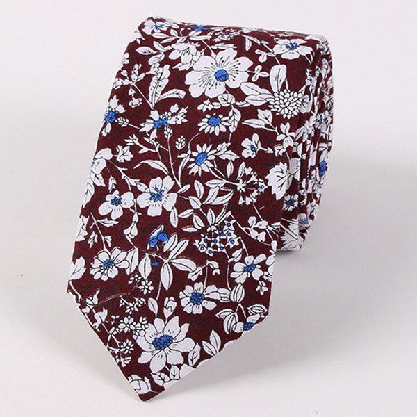 

Floral Shivering Printed Neck Tie, Dark red