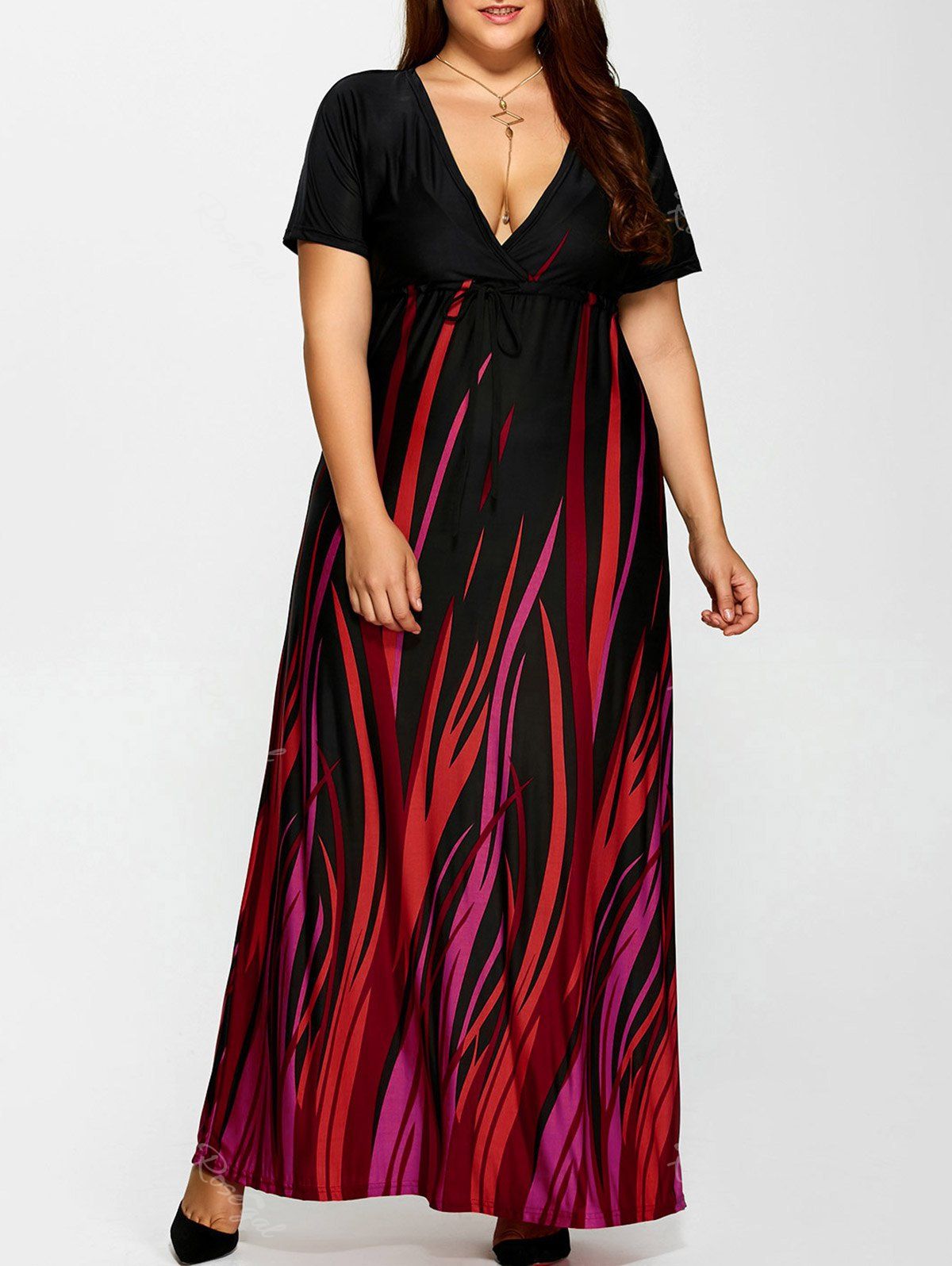 [37% OFF] Plus Size Printed Empire Waist Maxi Formal A Line Party Dress ...