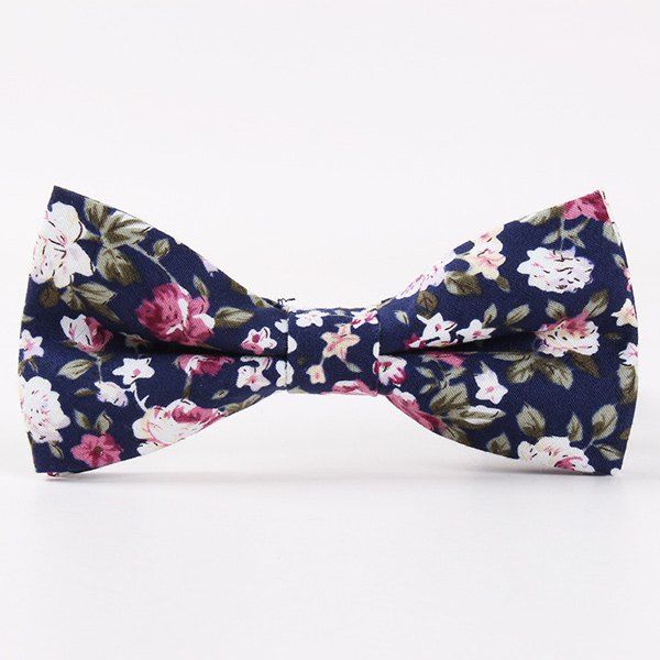 

Vintage Little Floral Print Bow Tie, Deep blue