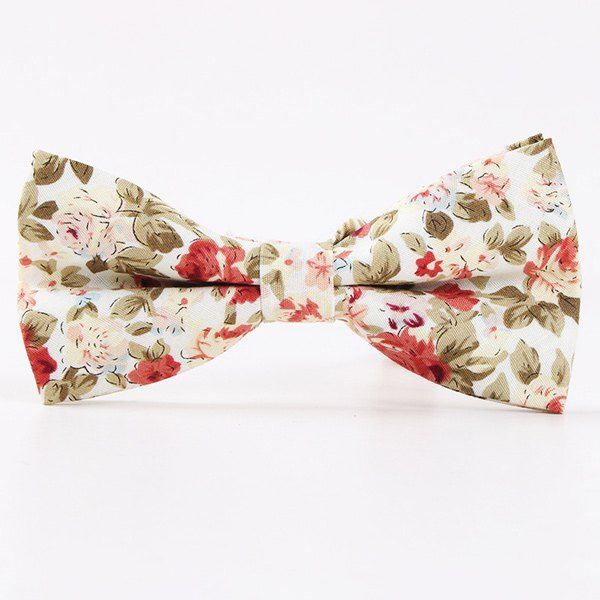 

Vintage Little Floral Print Bow Tie, White