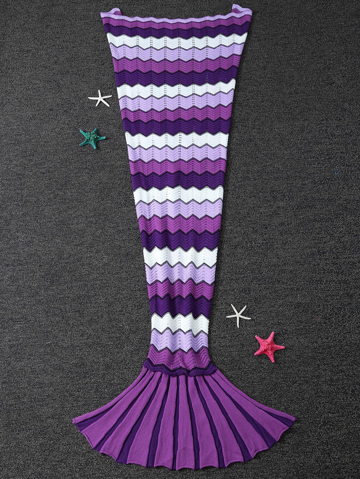 Unique Warmth Wave Pattern Knitting Mermaid Tail Blanket  