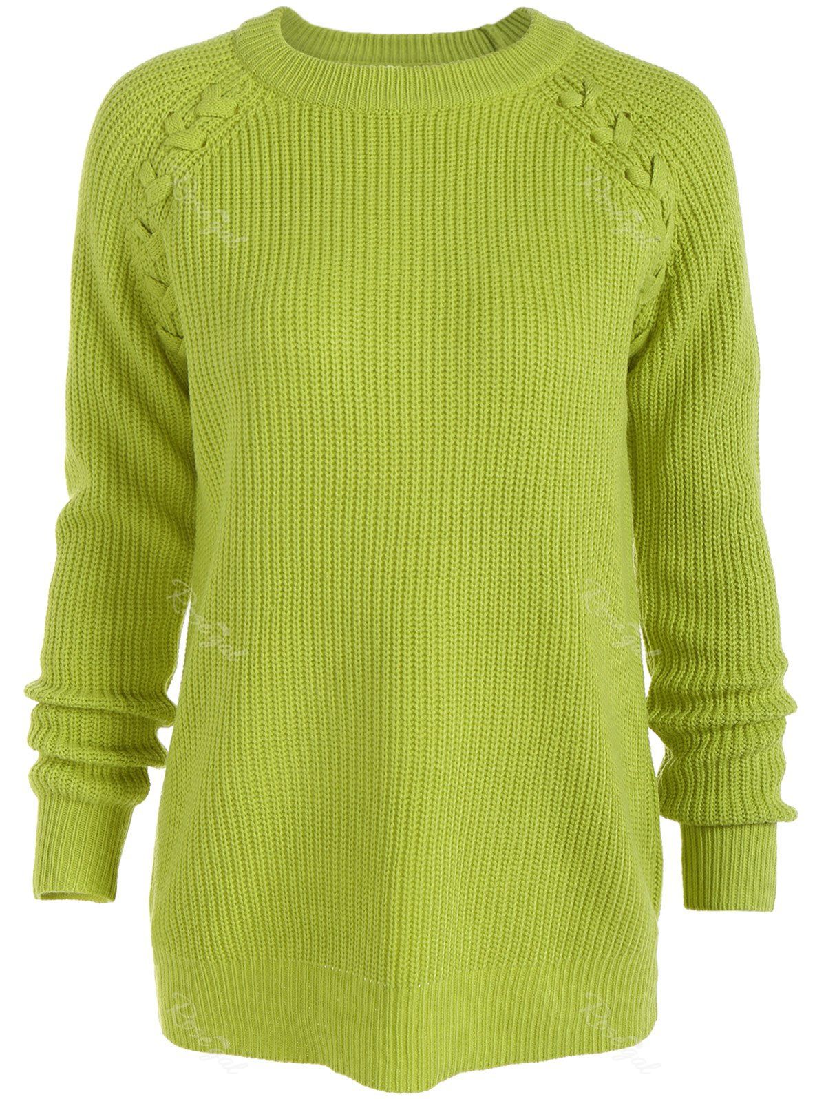 Fluorescent Yellow Xl Raglan Sleeve Loose Sweater | RoseGal.com