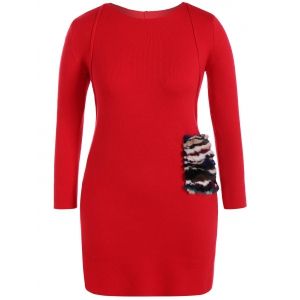 Faux Fur Trim Sweater Dress
