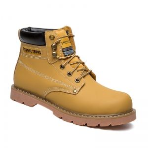 Eyelet Stitching Leather Work Boots