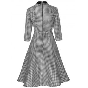 Black 5xl Plus Size Vintage Houndstooth Print Pin Up Dress | RoseGal.com