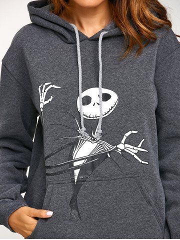 Drawstring Halloween Ghost Print Hoodie