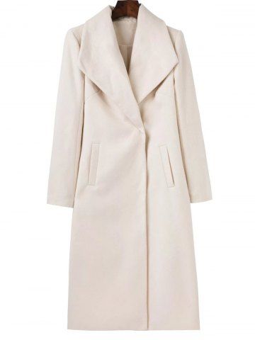 Buy Long Wool Maxi Coat with Lapel WHITE S