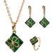 Ornate Square Clover Necklace Set -  