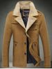 manteau droit en laine à doublure matelassée à épaulette - Brun 2XL