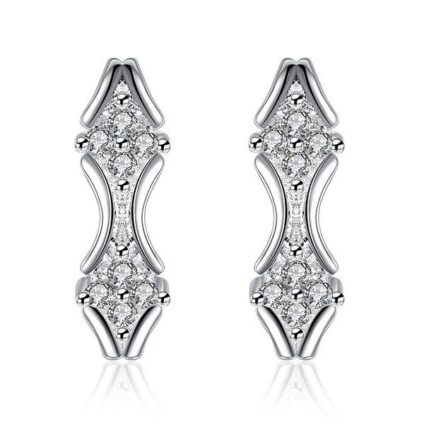 

Embellished Rhombus Earrings, Silver