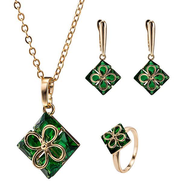 Outfits Ornate Square Clover Necklace Set  
