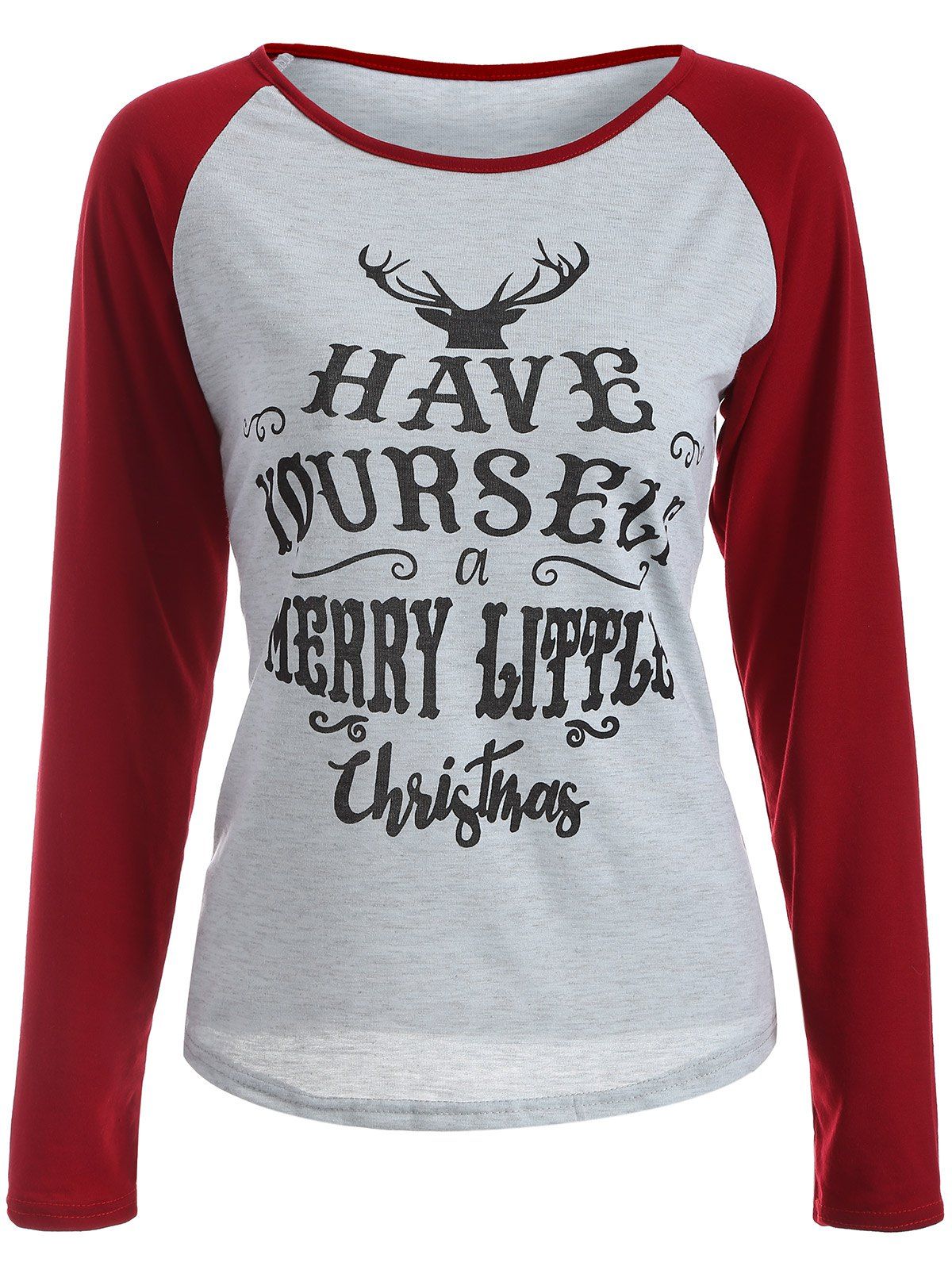

Raglan Sleeve Letter Christmas Tee, Burgundy