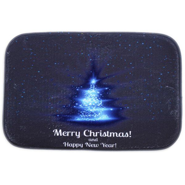 

Coral Fleece Antiskid Absorbent Merry Christmas Carpet For Bathroom, Blue