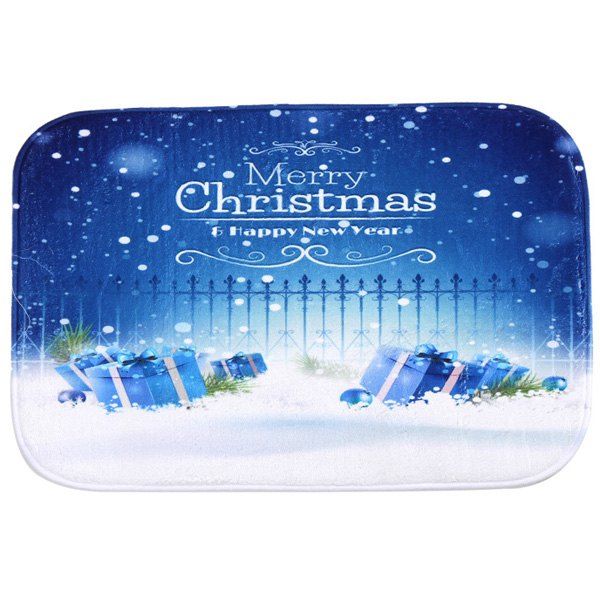 

Merry Christmas Snowing Antiskid Soft Absorbent Doormat Carpet, Blue