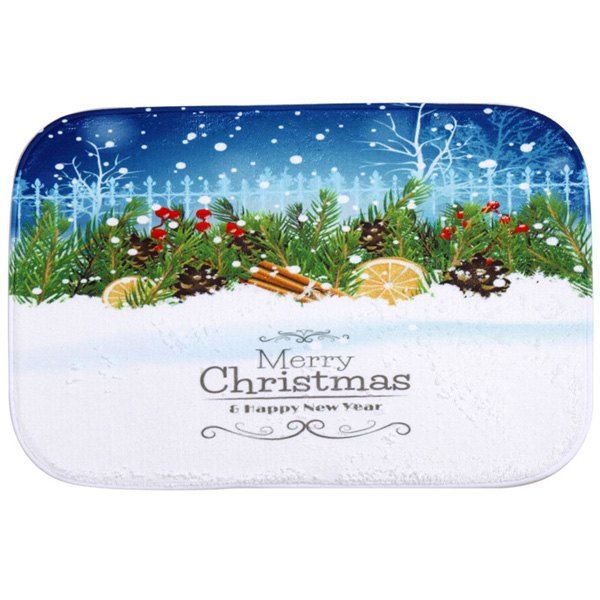 

Winter Snow Antiskid Water Absorb Christmas Carpet For Bathroom, Blue