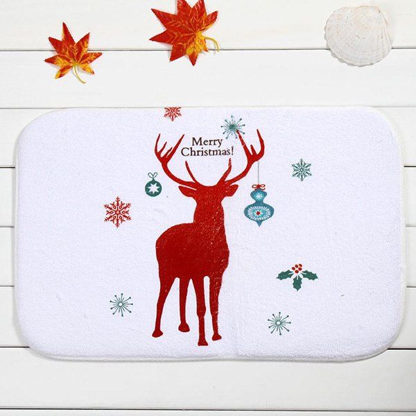 

Christmas Deer Antislip Water Absorb Bathroom Doormat Carpeting, White