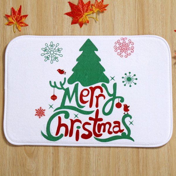 

Merry Christmas Tree Antiskid Soft Absorbent Doormat Carpet, White