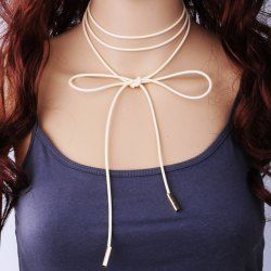 Layered PU Rope Tie Choker Necklace -  