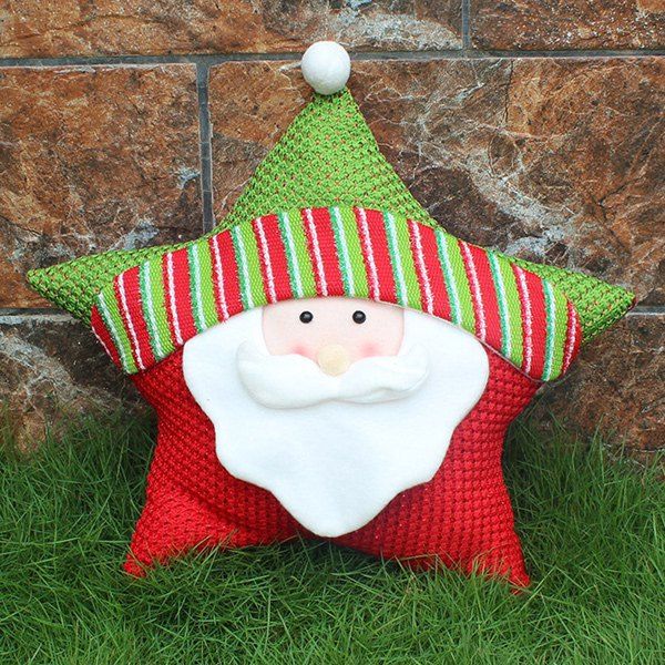 

Christmas Party Decoration Santa Claus Star Pillow, White