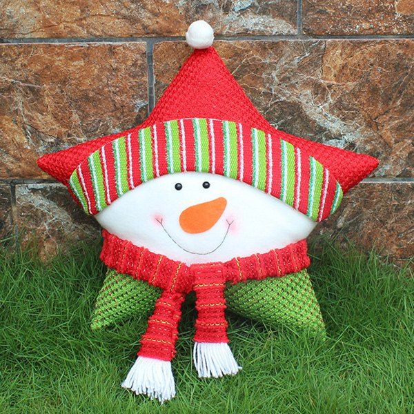 

Christmas Party Decoration Supplies Snowman Star Pillow, White