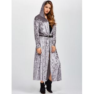Open Front Maxi Velvet Coat