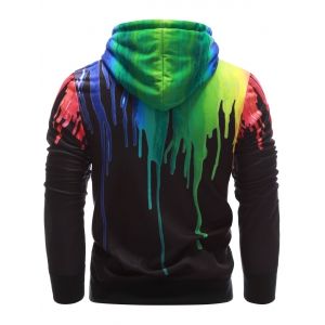 Black L Drawstring Paint Dripping Hoodie | RoseGal.com