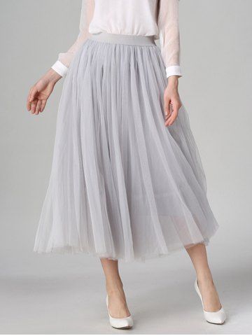 Fashion Tulle High Waist Midi Skirt  