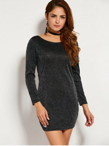 [79% OFF] Long Sleeve Cut Out Back Mini Club Dress | Rosegal