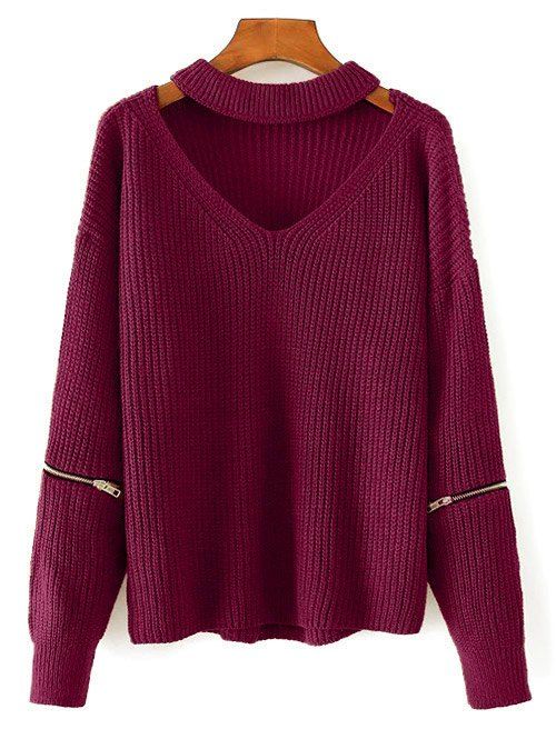 

Chunky Choker Sweater, Wine red