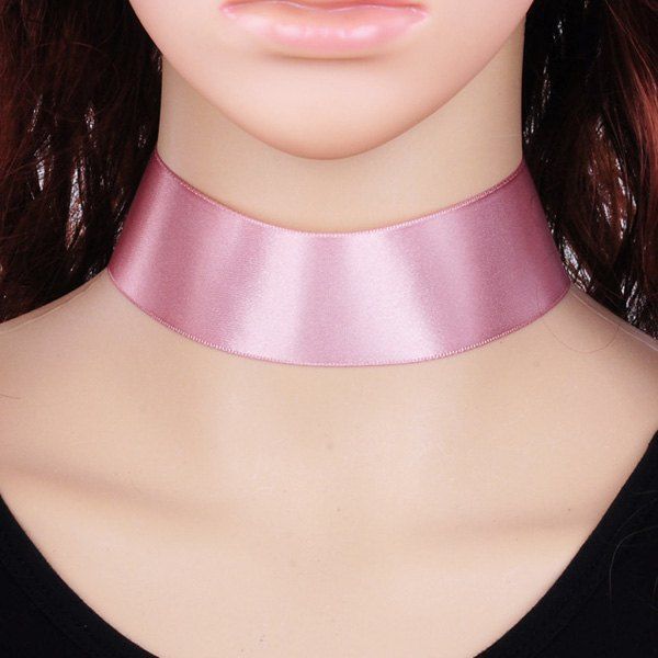 

Candy Color Satin Fabric Choker Necklace, Pink