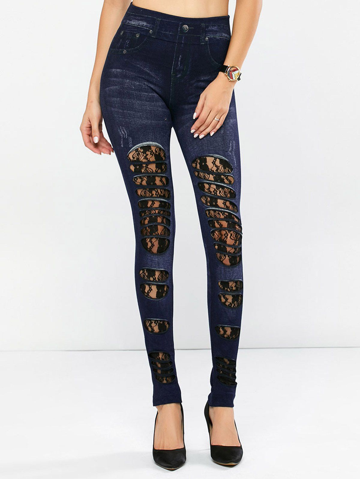 pull on distressed jeggings