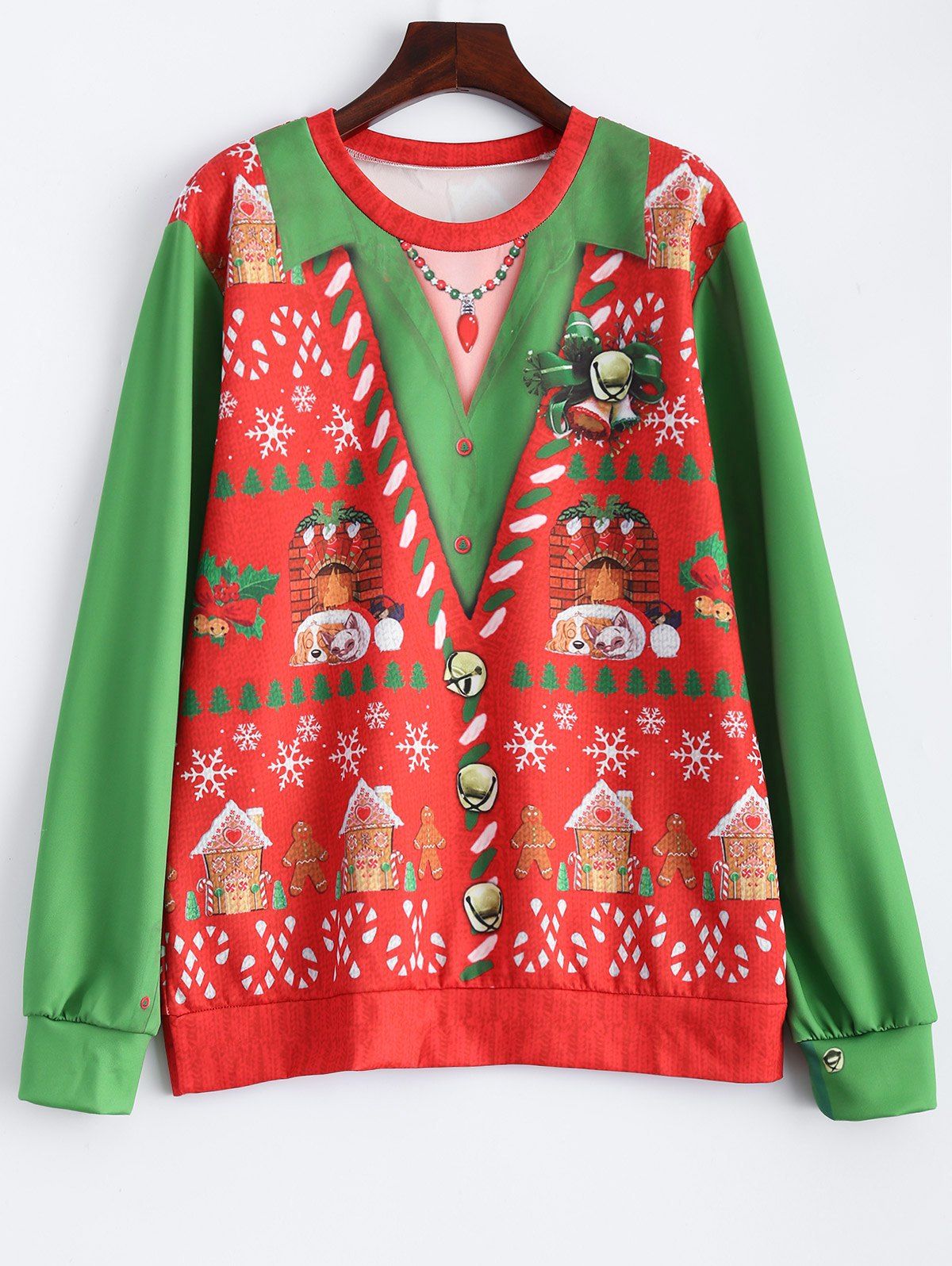 

Christmas Patterned Sweatshirt, Red and green