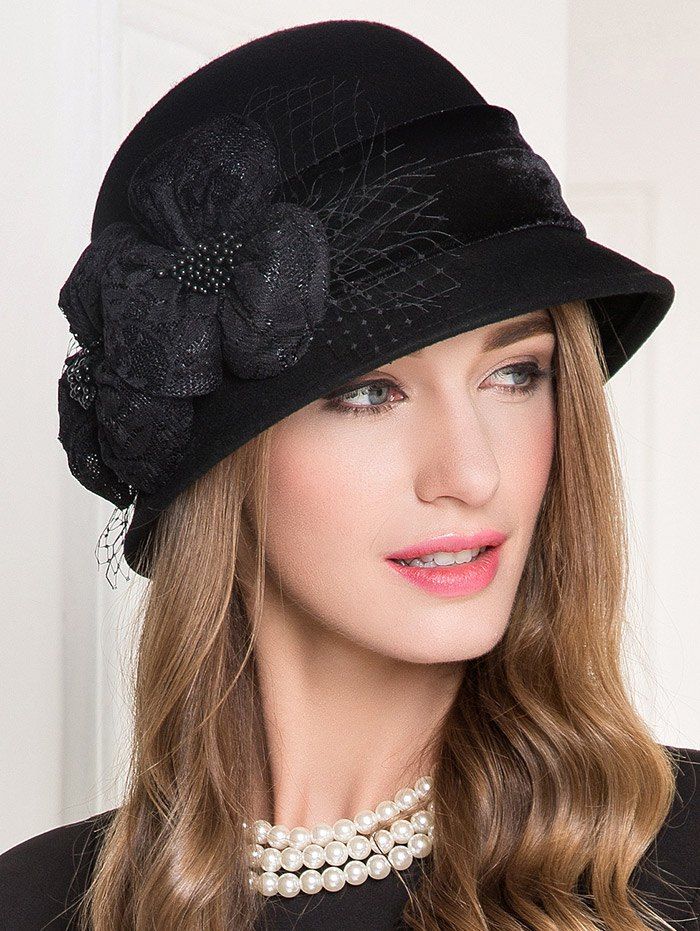 [35% OFF] Lace Floral Wool Dome 1920s Fedora Hat | Rosegal