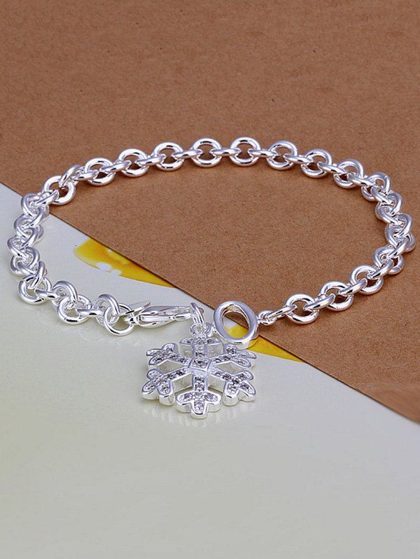 

Snowflake Christmas Charm Bracelet, Silver
