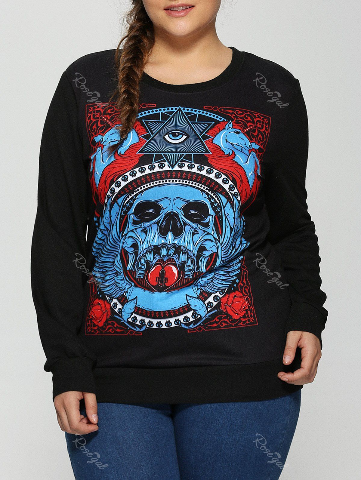 Fashion Halloween 3D Eye Skulls Print Sweatshirt  