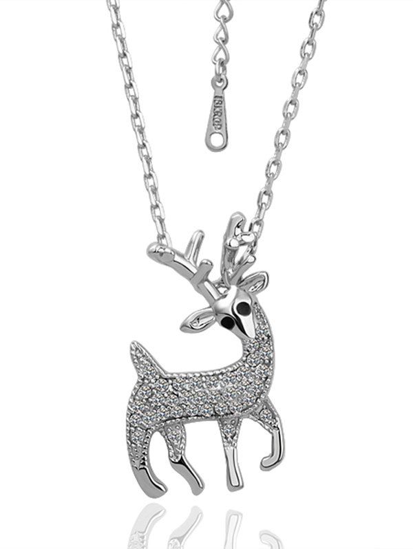 

Rhinestoned Elk Christmas Necklace, Silver