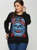 Halloween 3D Eye Skulls Print Sweatshirt -  