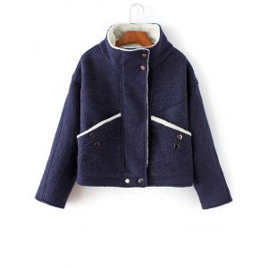 Funnel Collar Wool Blend Jacket