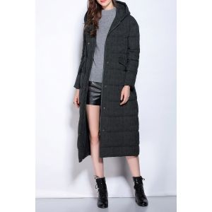 Hooded Zipper Fly Buttoned Long Down Coat