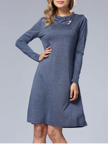 Black M Collared Long Sleeve Dress With Belt | Rosegal.com