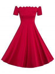 Off The Shoulder Vintage Party Skater Dress -  