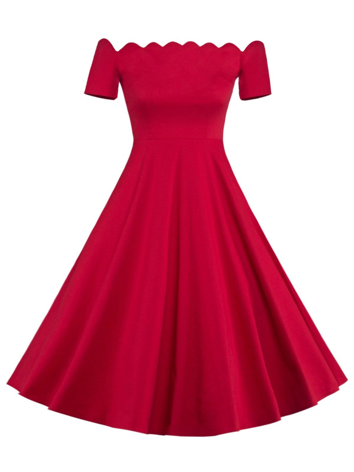 Affordable Off The Shoulder Vintage Party Skater Dress  
