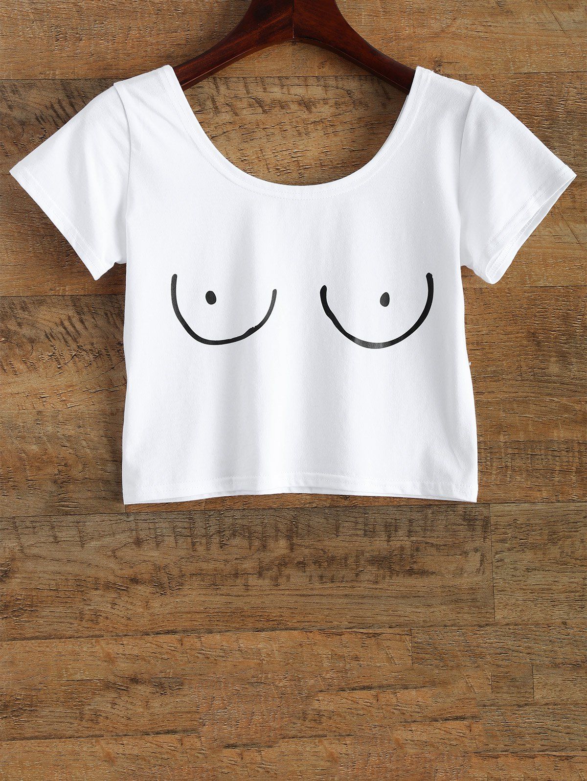 

Funny Tits Print Jersey Crop Tee Shirt, White