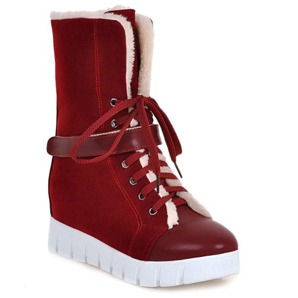 

Faux Fur Lined Ankle Boots, Red