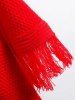 Long Sleeve Mini Slouchy Jumper Dress with Fringe -  