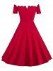 Off The Shoulder Vintage Party Skater Dress -  